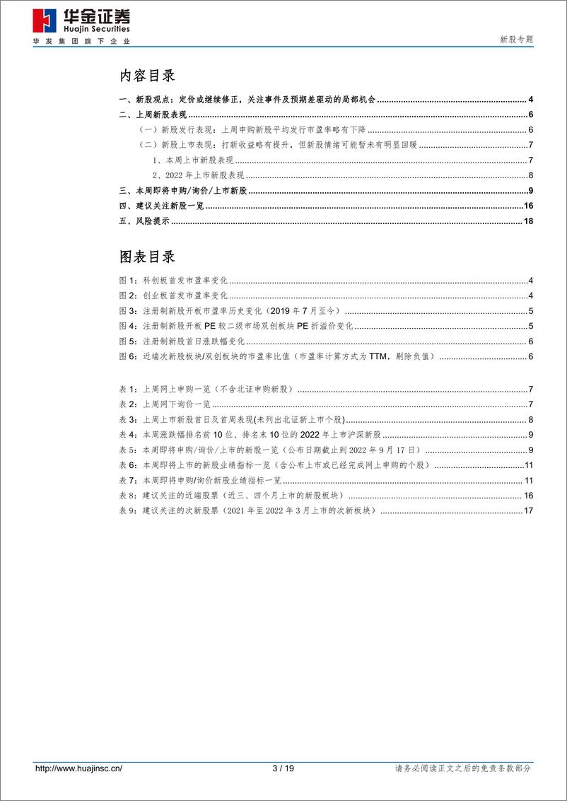 《新股专题：定价或继续修正，关注事件及预期差驱动的局部机会-20220918-华金证券-19页》 - 第4页预览图