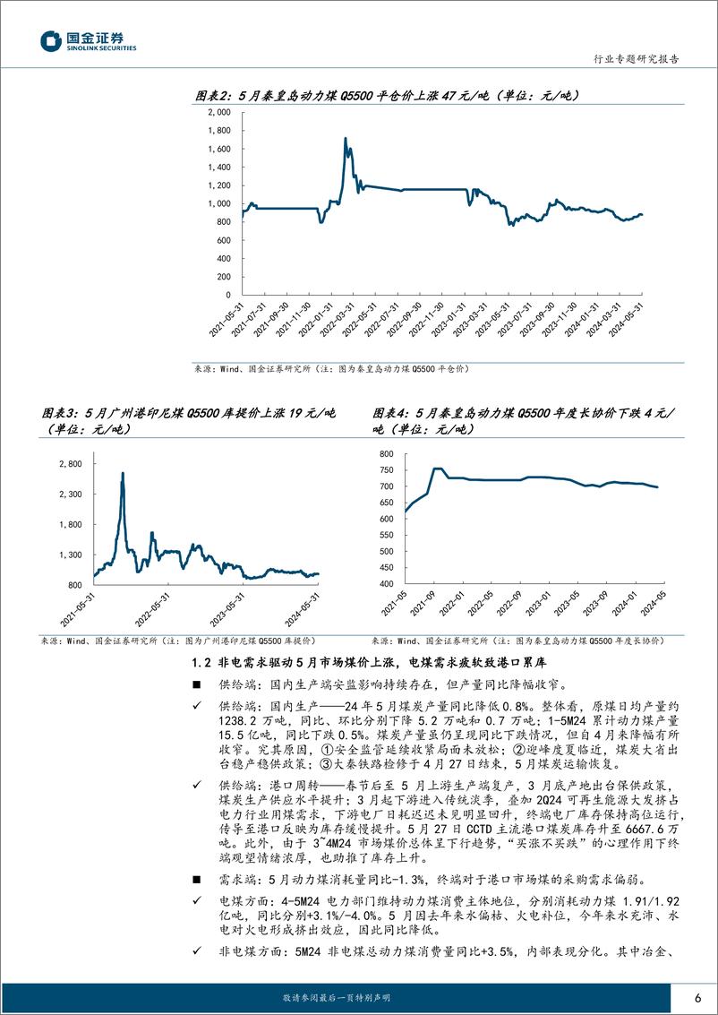 《公用事业及环保产业行业研究：5月煤价止跌回弹但后劲不足，9月起煤价或开始上行-240801-国金证券-28页》 - 第6页预览图