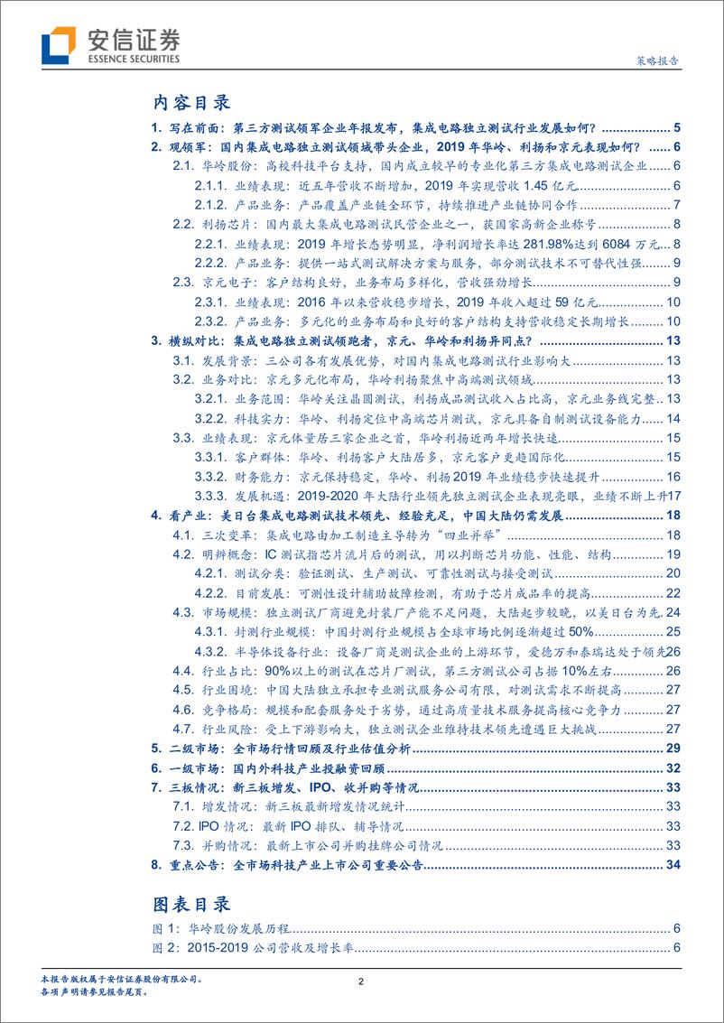 《科技行业全市场科技产业策略报告第六十期：详析三家龙头企业最新财报，中国集成电路独立测试行业发展如何？-20200329-安信证券-36页》 - 第3页预览图