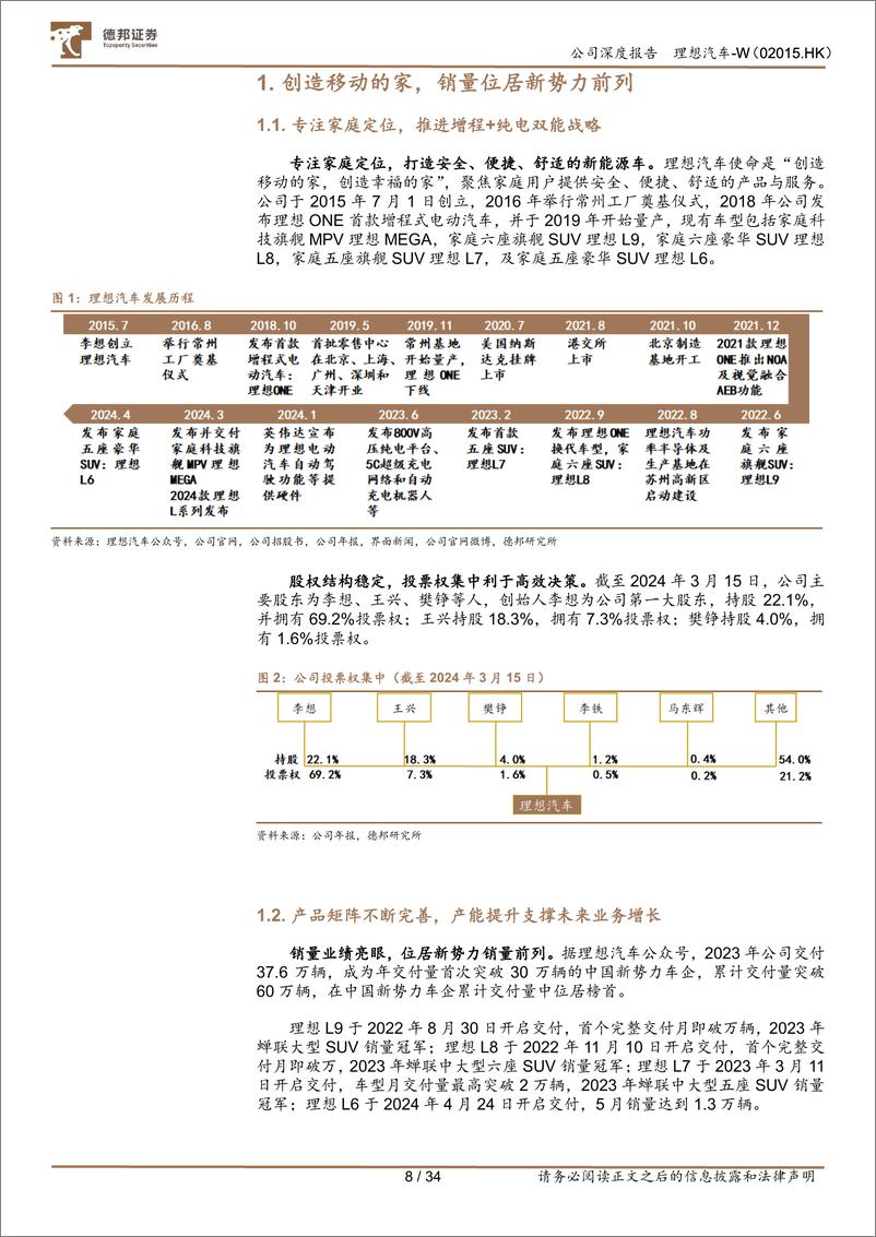 《理想汽车-W(02015.HK)家庭豪华精准定位，增程%2b纯电双轮驱动可期-240719-德邦证券-34页》 - 第8页预览图