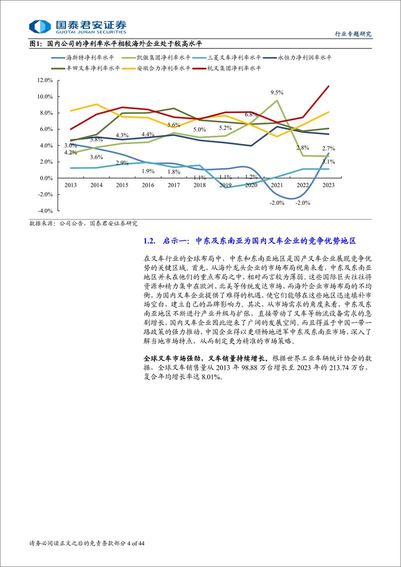 《叉车行业专题研究_他山之石_以海外叉车龙头看中国叉车全球化路径》 - 第4页预览图