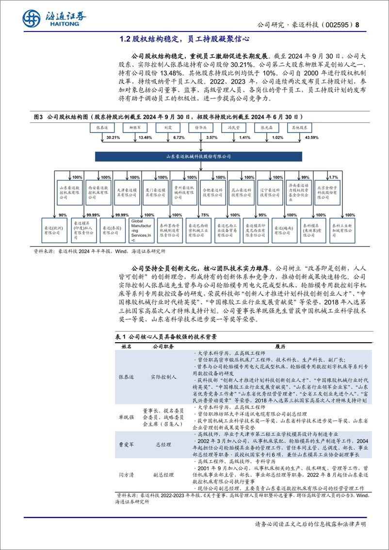 《豪迈科技(002595)公司研究报告：全球轮胎模具翘楚，大型铸件、五轴机床协同加速发展-241128-海通证券-31页》 - 第8页预览图