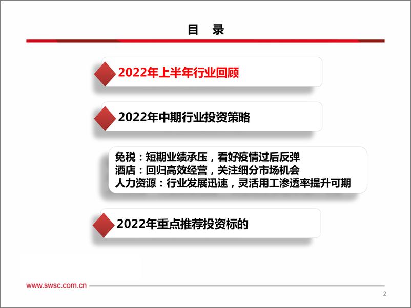 《社会服务行业2022年中期投资策略：景气度回升在即，把握流量重构与业绩修复主线-20220616-西南证券-33页》 - 第4页预览图