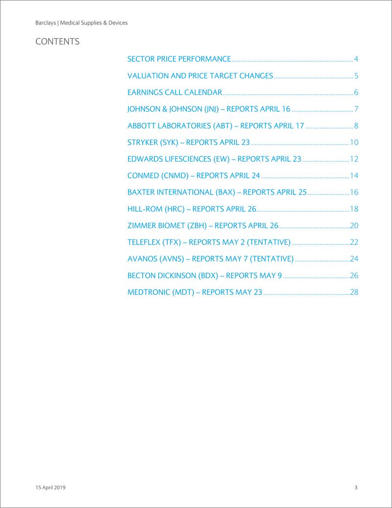 《巴克莱-美股-医疗保健行业-医疗供应与设备行业盈利预览-2019.4.15-51页》 - 第4页预览图