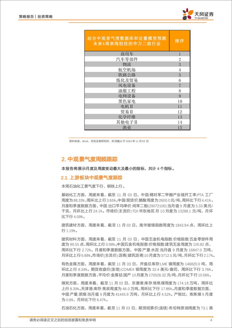 《中观景气度高频跟踪：中观景气度数据库和定量模型应用-241104-天风证券-17页》 - 第4页预览图