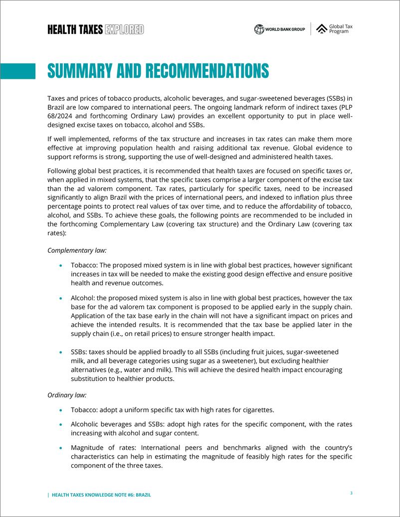 《世界银行-在增加收入的同时拯救生命：巴西间接税改革改善烟草、酒精和含糖饮料消费税的机遇（英）-2024-26页》 - 第3页预览图