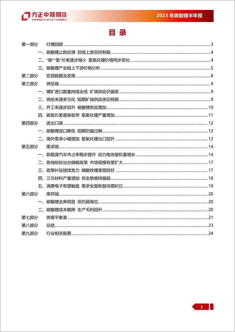 《碳酸锂2023年上半年行情回顾与下半年展望：供需维持博弈，锂价上升空间有限-20230706-方正中期期货-26页》 - 第3页预览图