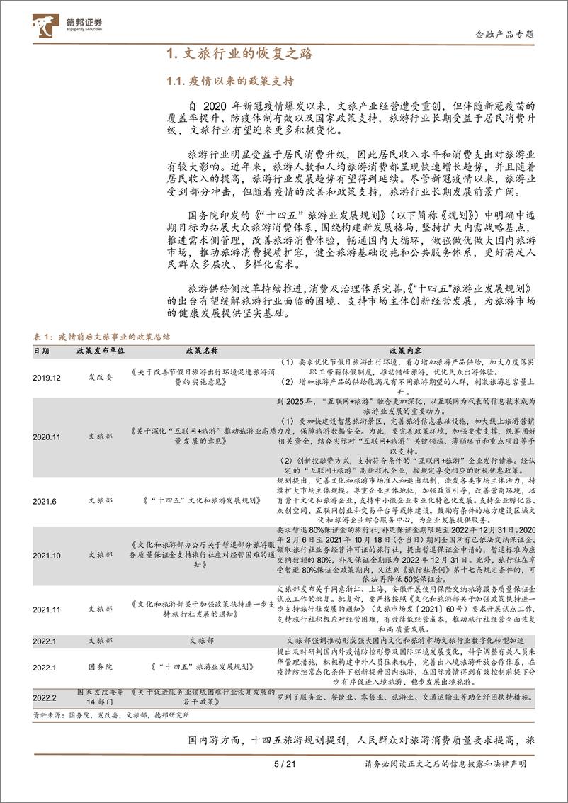 《德邦金融产品系列研究之四：文旅复苏之路，价值实现的选择，关注旅游ETF-20220401-德邦证券-21页》 - 第6页预览图