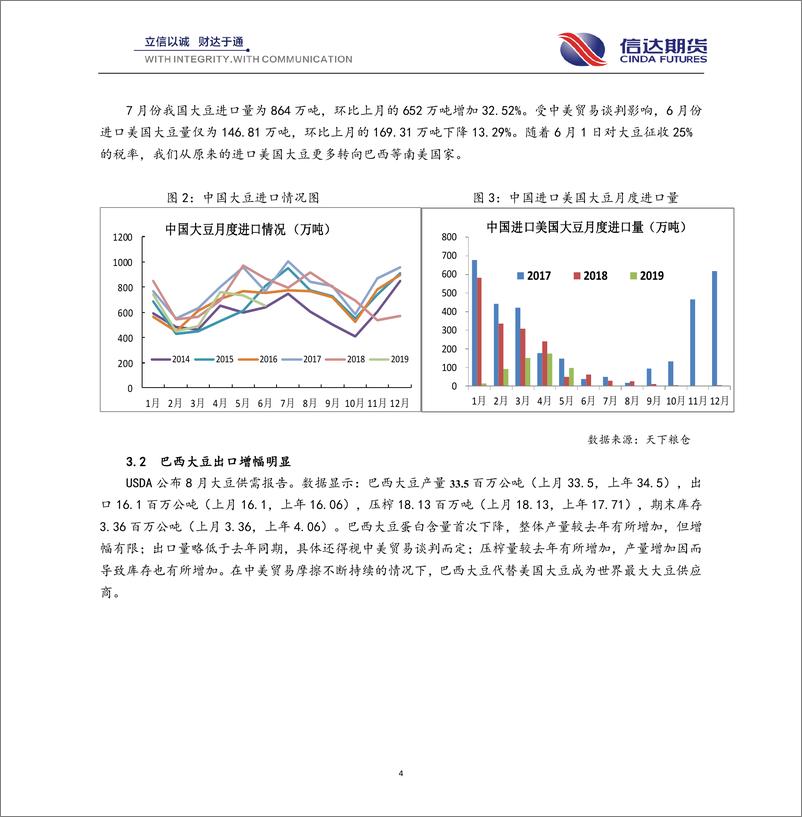 《豆类油脂月报：中美贸易谈判持续，油脂需求“求同存异”-20190828-信达期货-15页》 - 第5页预览图