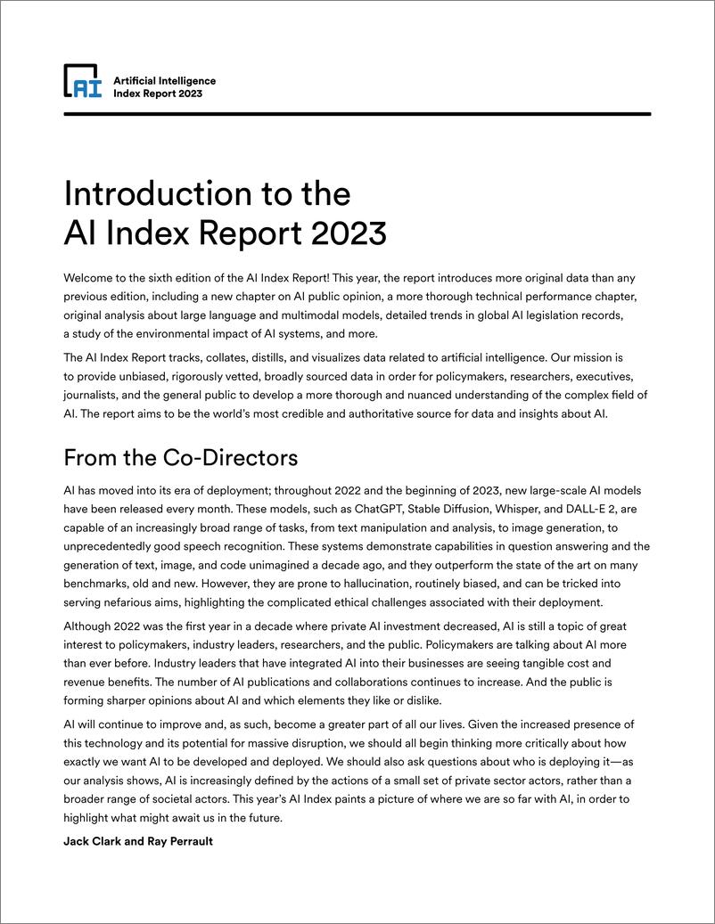 《2023 年人工智能指数报告》原文 - 第2页预览图