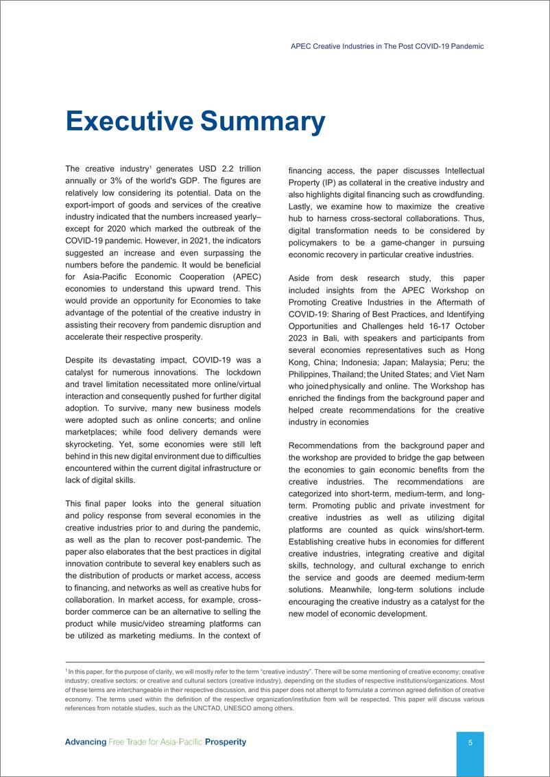 《COVID-19后的亚太经合组织创意产业报告》 - 第6页预览图