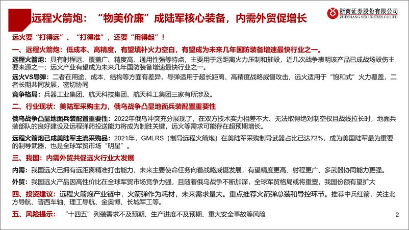 《远程火箭炮行业深度报告：陆军核心武器，内需外贸促增长-20230311-浙商证券-36页》 - 第3页预览图