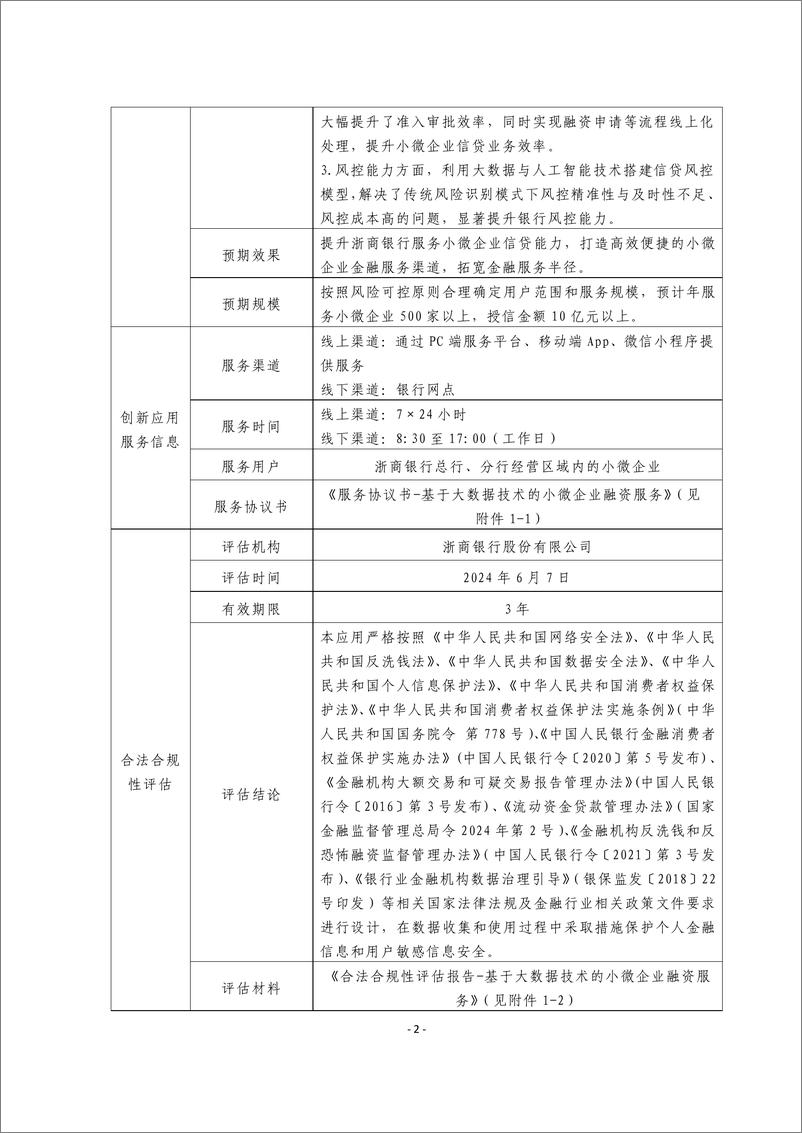 《金融科技创新应用声明书_基于大数据技术的小微企业融资服务》 - 第2页预览图