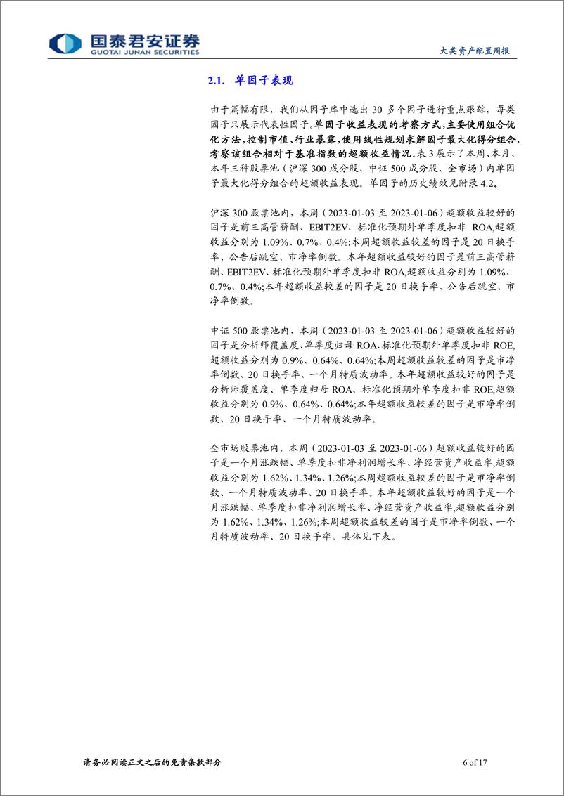 《权益因子观察周报第33期：分析师、成长因子表现较好，沪深300内基本面因子继续低迷-20230107-国泰君安-17页》 - 第7页预览图