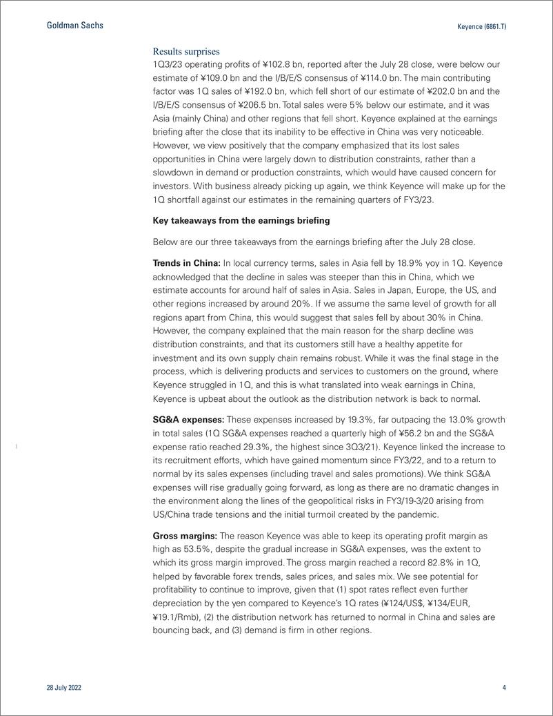 《Keyence (6861.T Earnings Revie 1Q in line in adjusted terms, taking China lockdowns into account; business structure rema...(1)》 - 第5页预览图