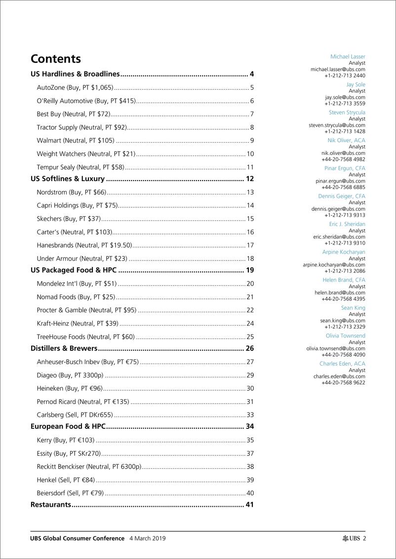 《瑞银-美股-消费品行业-波士顿瑞银消费者会议要点-2019.3.4-66页》 - 第3页预览图