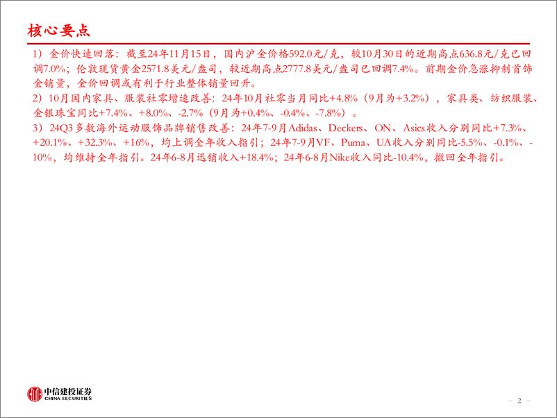 《商业贸易行业24W46：金价快速回落，10月国内家具、服装社零增速改善-241117-中信建投-51页》 - 第2页预览图