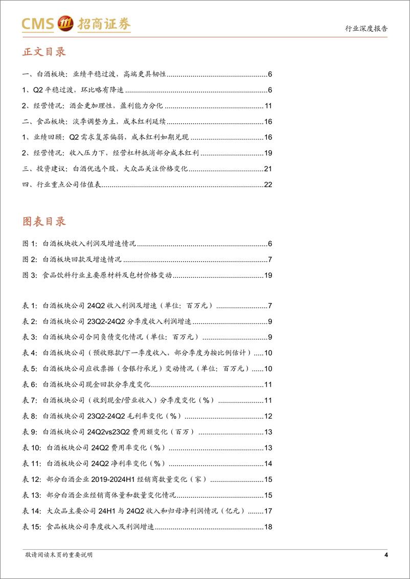 《食品饮料行业2024年中报总结：白酒平稳过渡，食品调整为主-240901-招商证券-24页》 - 第4页预览图