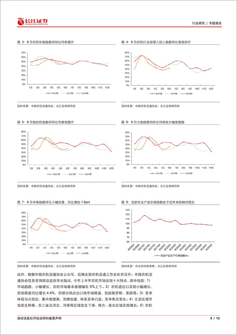 《农机行业6月景气跟踪：静待秋收旺季，出口喜忧参半-240723-长江证券-13页》 - 第5页预览图