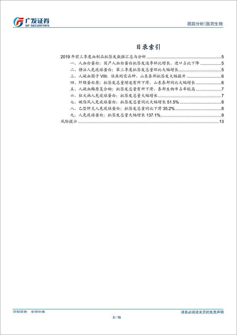 《医药生物行业：国产白蛋白批签发逐季环比提升，关注产品结构动态变化-20191005-广发证券-15页》 - 第4页预览图