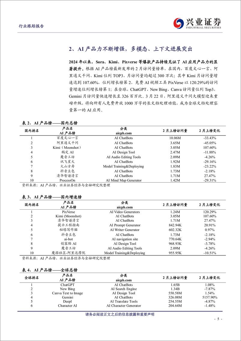 《传媒AI应用专题报告：Sora、Kimi等模型产品力快速跃升，AI大应用时代已来》 - 第5页预览图