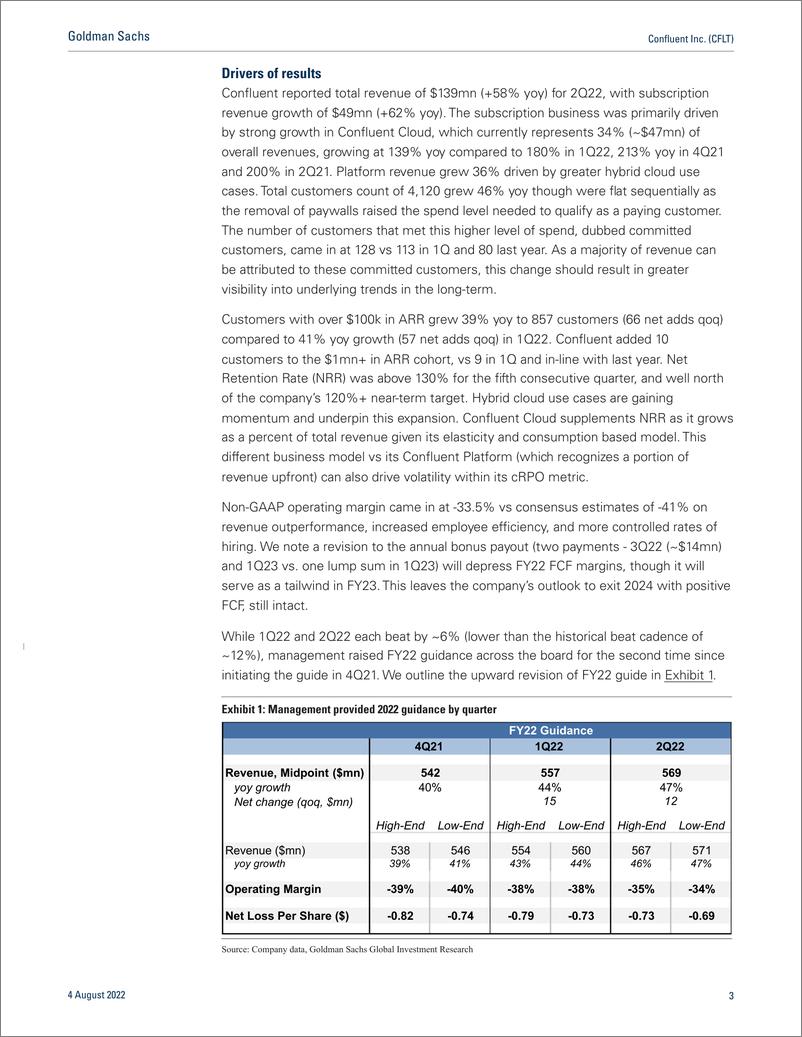 《Confluent Inc. (CFLT Presence in operational IT stack underpins raised outlook - 2Q22 Results(1)》 - 第4页预览图