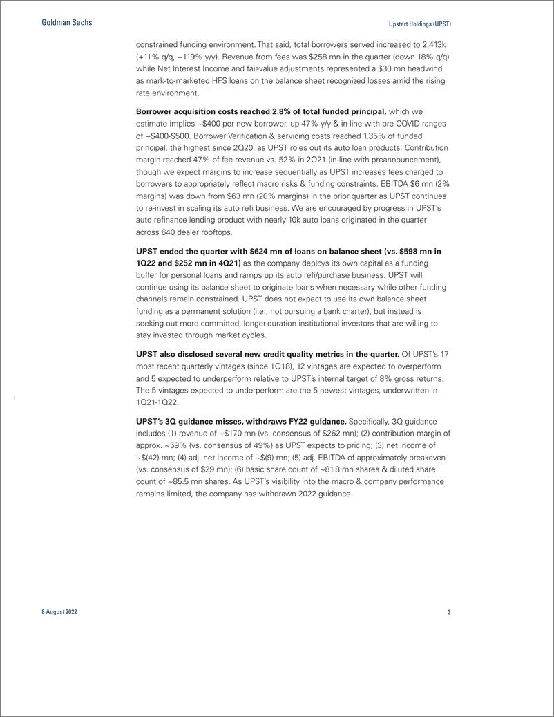 《Upstart Holdings (UPST 2Q22 revie 3Q outlook misses on ongoing funding constraints and strategic shifts(1)》 - 第4页预览图