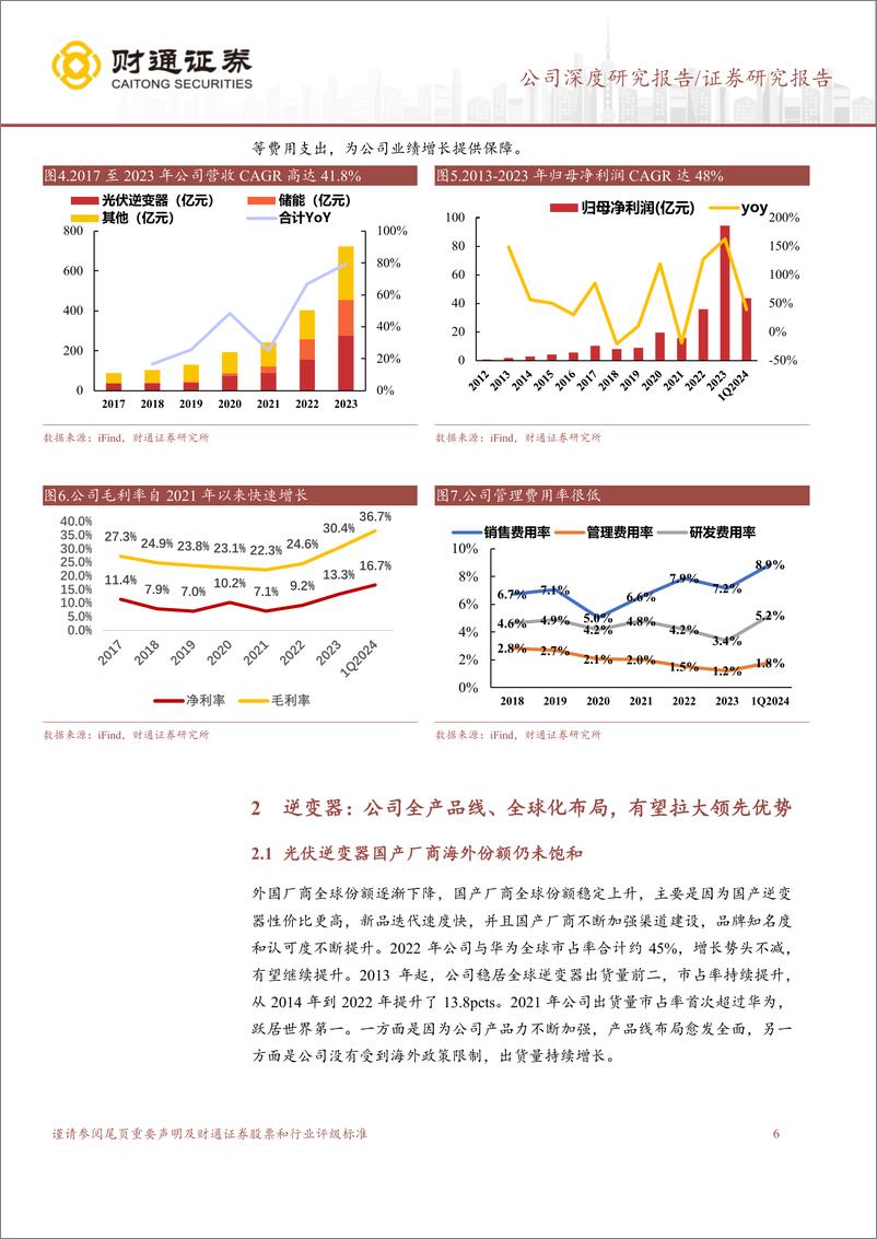 《阳光电源(300274)逆变器龙头，大储市场空间广阔-240820-财通证券-22页》 - 第6页预览图