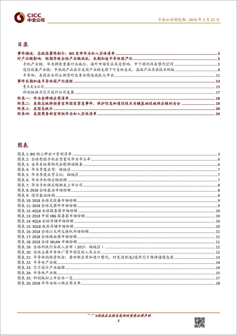 《中金：美国对中国科技限制长期加速半导体国产化进程-20190521-26页》 - 第3页预览图