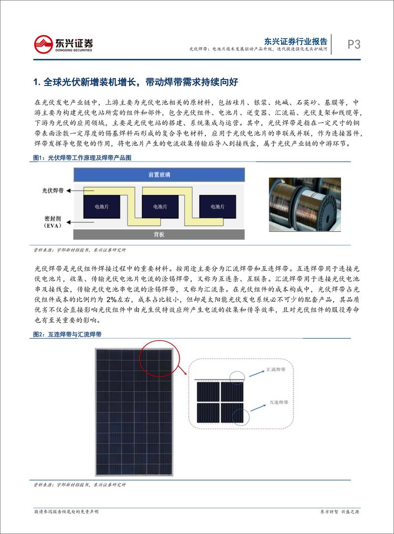 《东兴证券：光伏辅材行业深度报告之四-光伏焊带-电池片技术发展驱动产品升级-迭代提速强化龙头护城河》 - 第3页预览图