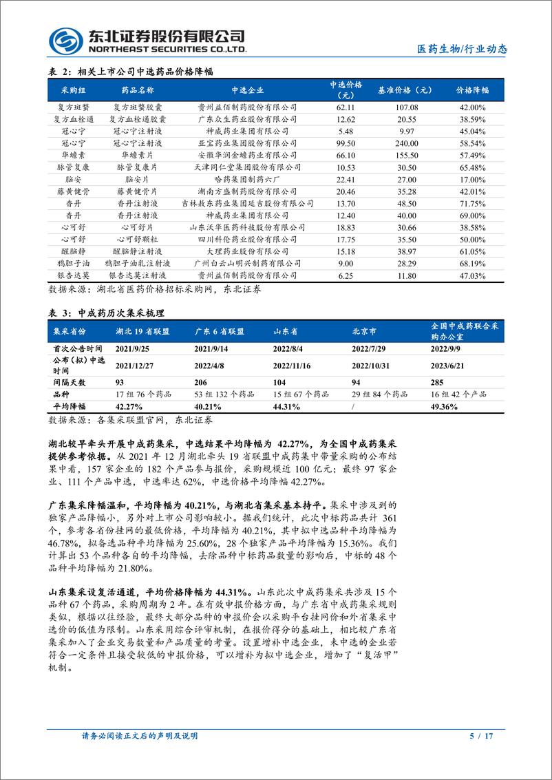 《医药生物行业：全国中成药集采落地，疫苗把握消费和流感主线-20230710-东北证券-17页》 - 第6页预览图