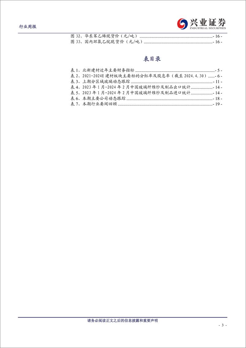 《建筑材料行业：地产政策持续优化，玻纤当前配置性价比高-240505-兴业证券-20页》 - 第3页预览图