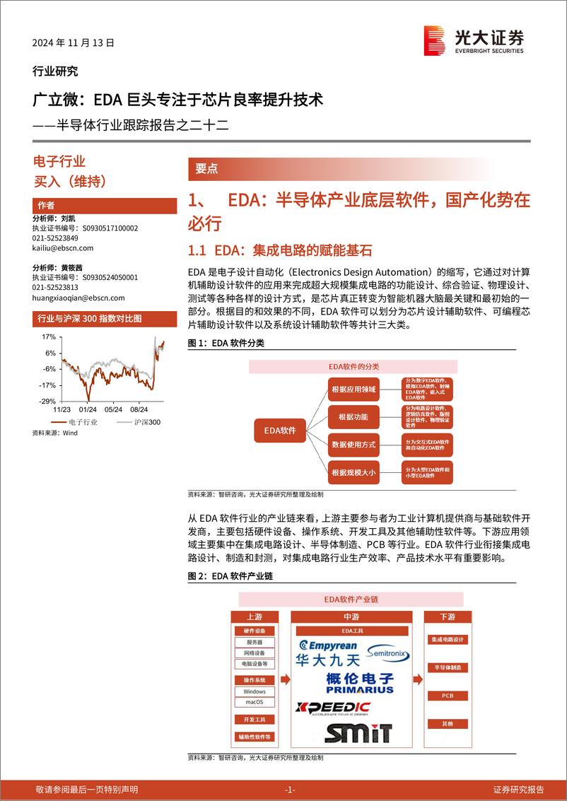 《半导体行业跟踪报告之二十二-广立微：EDA巨头专注于芯片良率提升技术-241113-光大证券-12页》 - 第1页预览图