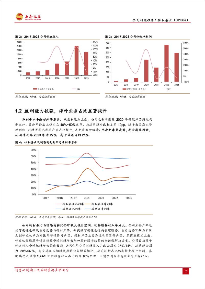 《西南证券-怡和嘉业-301367-国产呼吸机龙头，海外市场发展可期》 - 第5页预览图