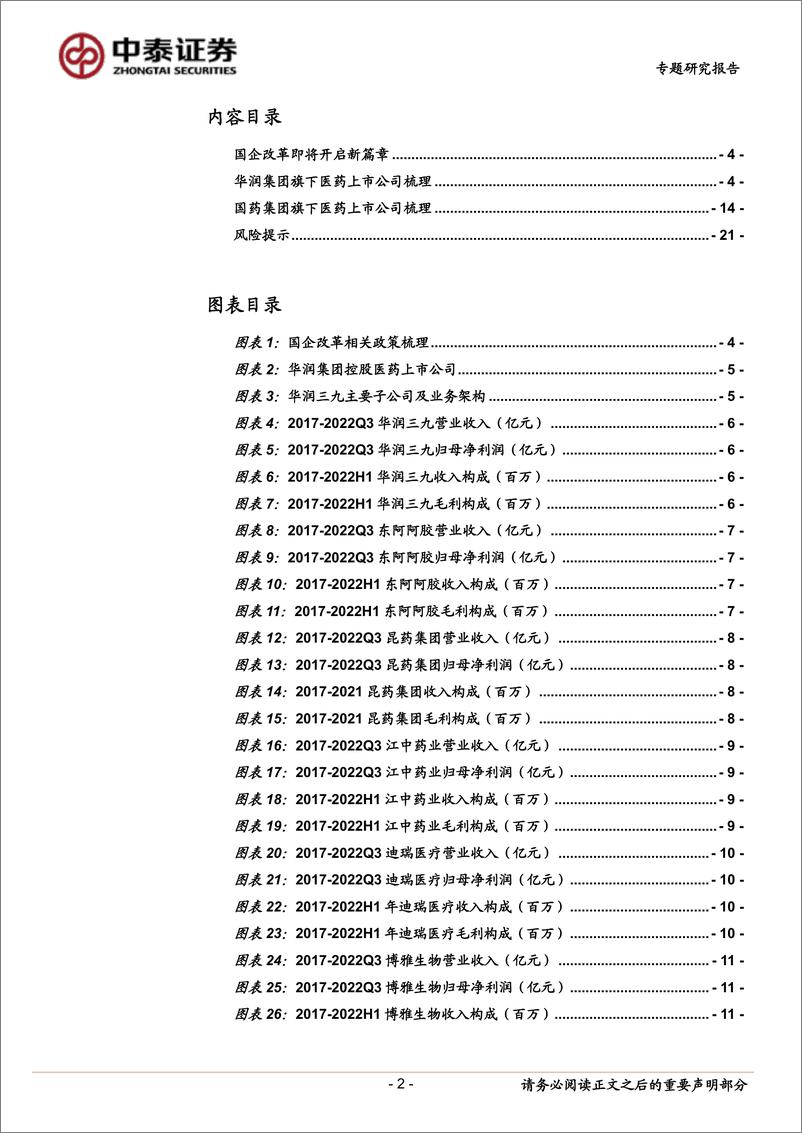 《医药生物行业医药板块国企改革标的梳理：国企改革加速深化，关注中药及器械板块投资机会-20230309-中泰证券-23页》 - 第3页预览图