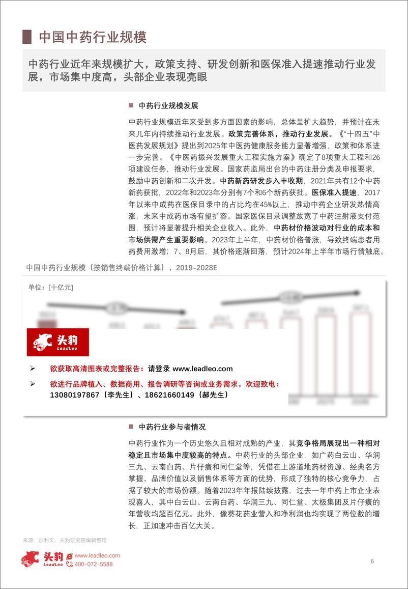 《2024年中国中药行业发展前景分析：银发经济与政策双轮推动中药行业高景气发展-240826-头豹研究院-20页》 - 第6页预览图