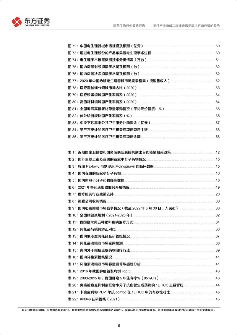 《医药生物行业中期策略报告：抓住产业向解决临床未满足需求方向升级的趋势-20220606-东方证券-73页》 - 第6页预览图