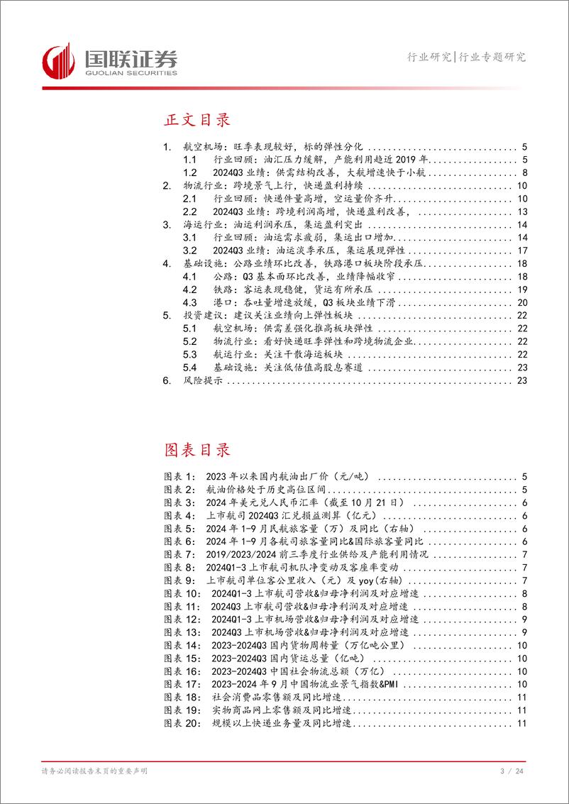 《交通运输行业2024年三季报业绩综述：板块业绩分化，把握向上趋势-241106-25页》 - 第4页预览图