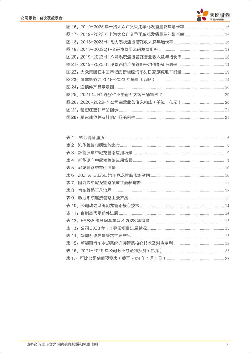 《标榜股份-301181.SZ-汽车尼龙管路龙头，新能源&燃油车业务双轮驱动-20240403-天风证券-25页》 - 第3页预览图
