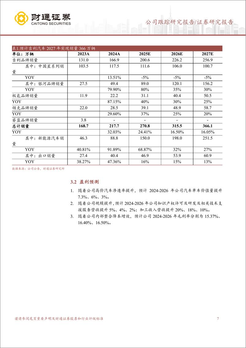 《吉利汽车(00175.HK)智能化、全球化稳步推进，未来销量可期-250113-财通证券-12页》 - 第7页预览图