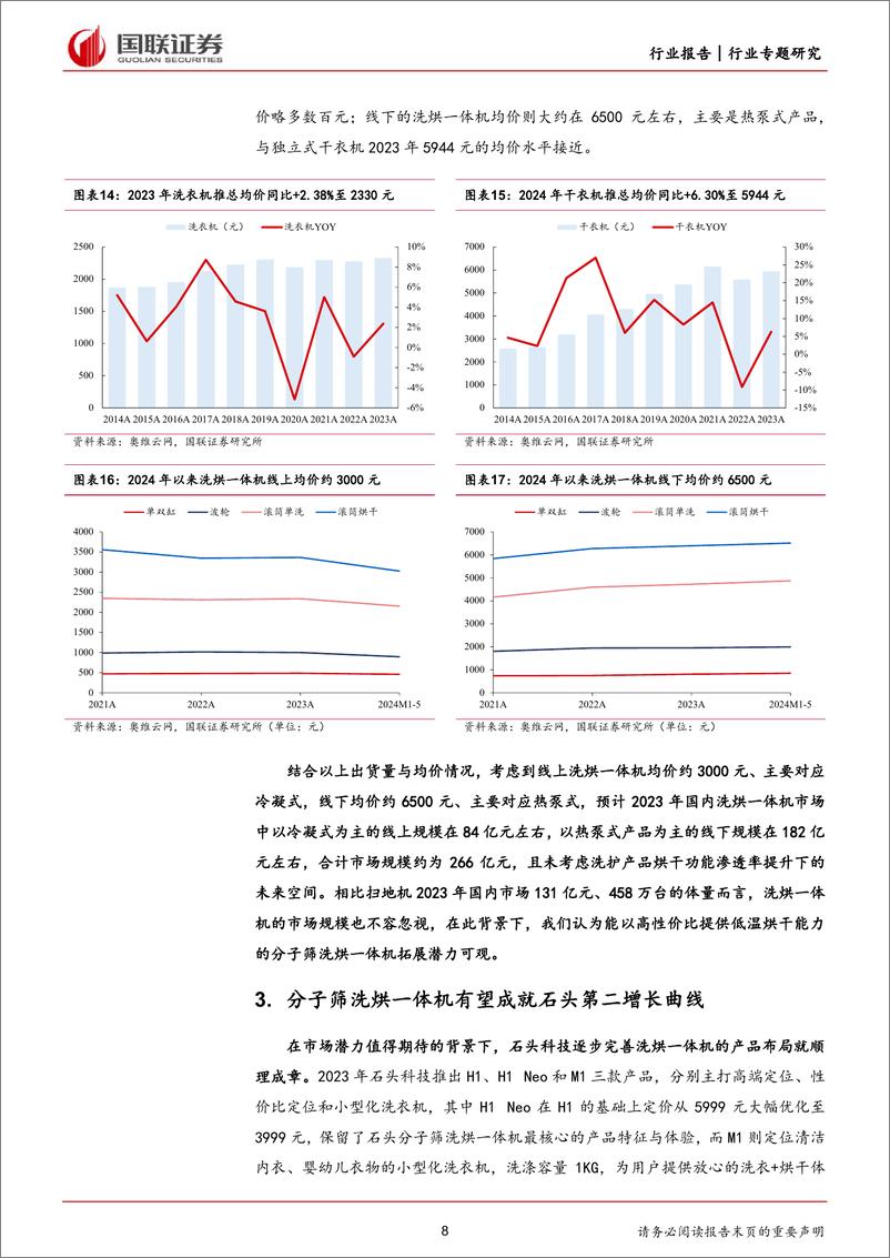 《家用电器行业专题研究：如何看待石头科技分子筛洗烘一体机的前景？-240702-国联证券-11页》 - 第8页预览图