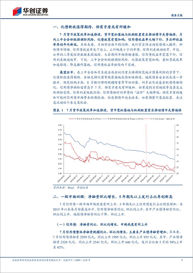 《【债券月报】8月信用债策略月报：关注供需结构的变化，调整可逢高配置-240805-华创证券-35页》 - 第5页预览图