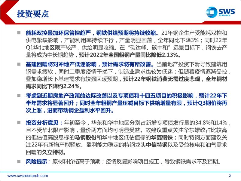 《2022年钢铁行业中期投资策略：稳增长晨光破晓，基本面触底回升-20220620-申万宏源-39页》 - 第3页预览图