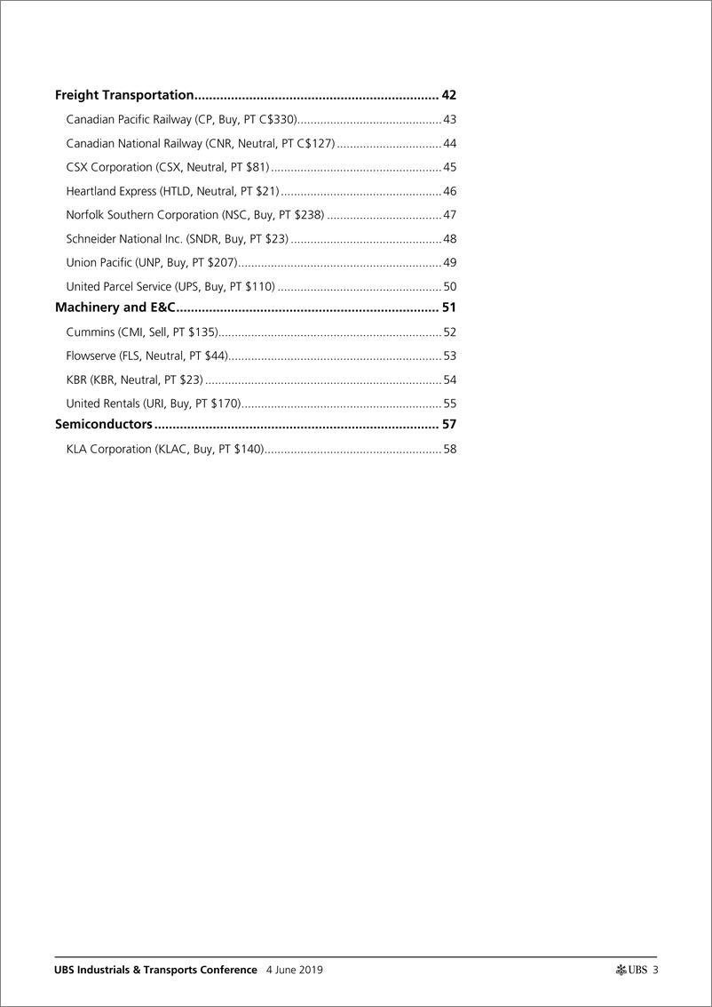 《瑞银-美股-投资策略-瑞银工业与运输会议：主要投资者问题-2019.6.4-66页》 - 第4页预览图