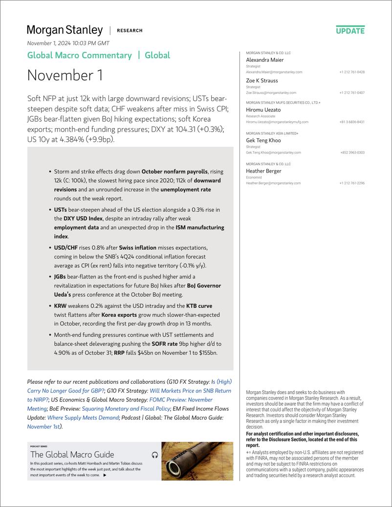 《Morgan Stanley Fixed-Global Macro Commentary November 1-111262737》 - 第1页预览图