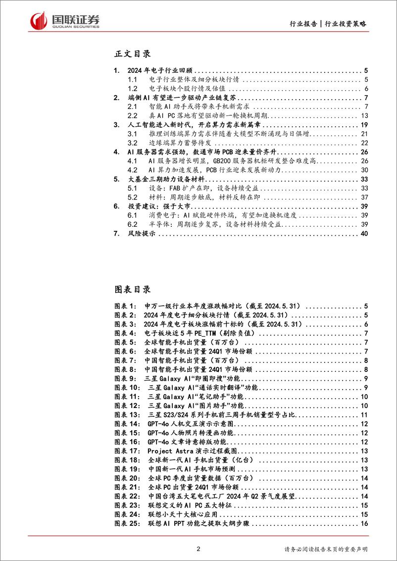 《国联证券-电子行业2024年度中期投资策略：AI端侧创新加速，大基金三期助力半导体成长》 - 第2页预览图