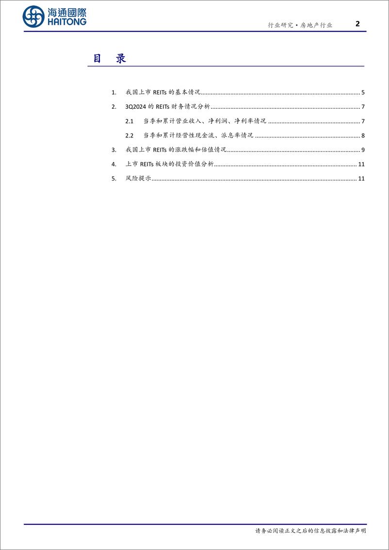 《房地产行业上市REITs3Q2024综述：主要财务数据回落，部分板块投资价值较高-250110-海通国际-19页》 - 第2页预览图