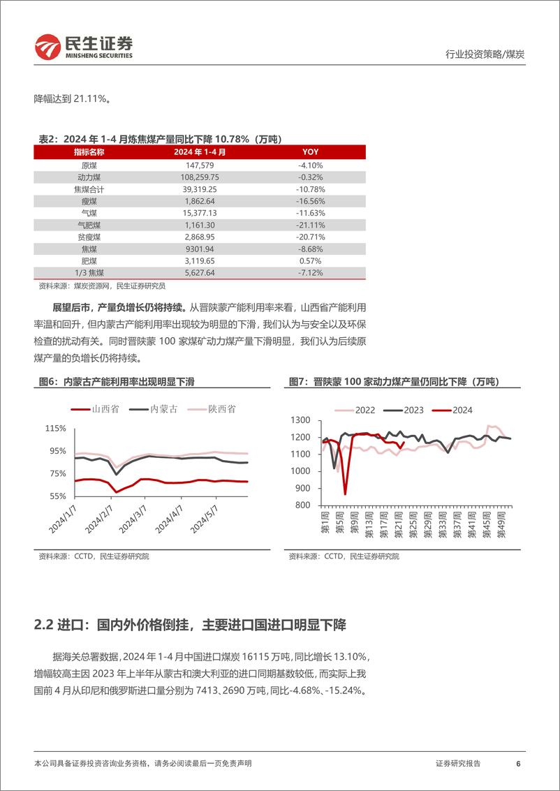 《煤炭行业2024年中期投资策略：供给扰动，动力煤需求缺口扩大-240615-民生证券-20页》 - 第6页预览图