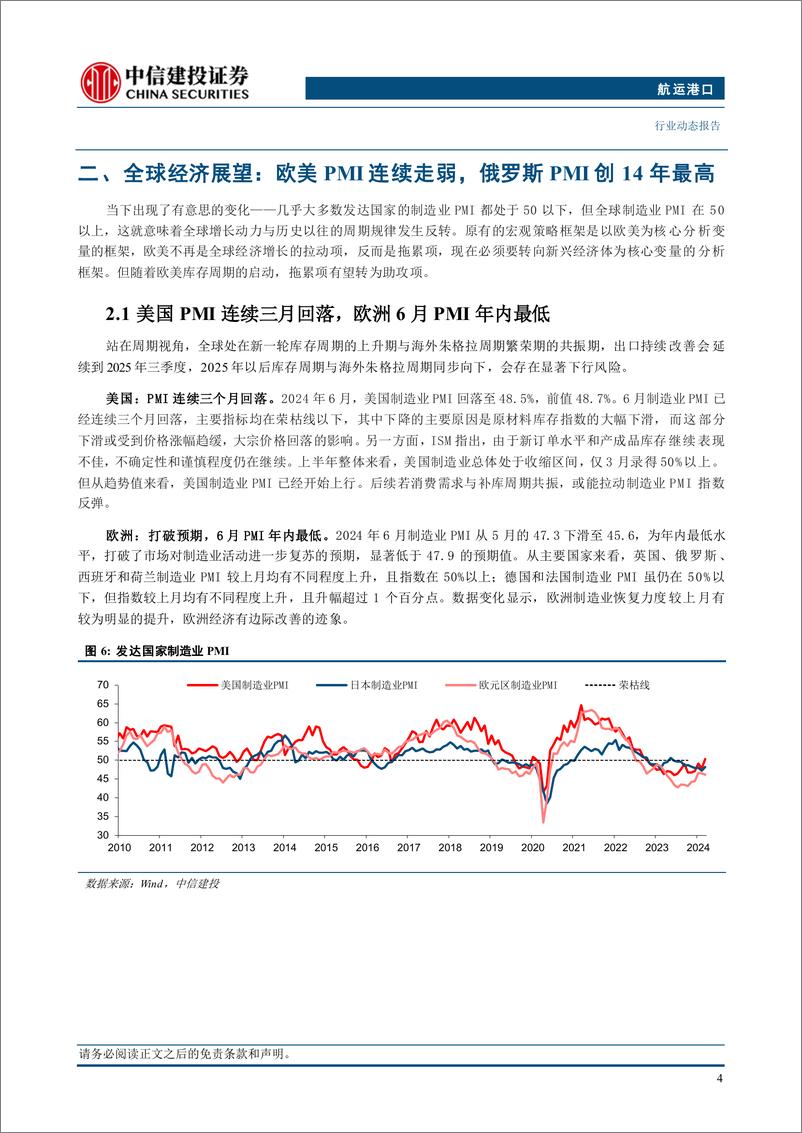 《航运港口行业动态：欧美与新兴市场PMI继续分化，巴拿马运河通行量达新高-240721-中信建投-24页》 - 第7页预览图