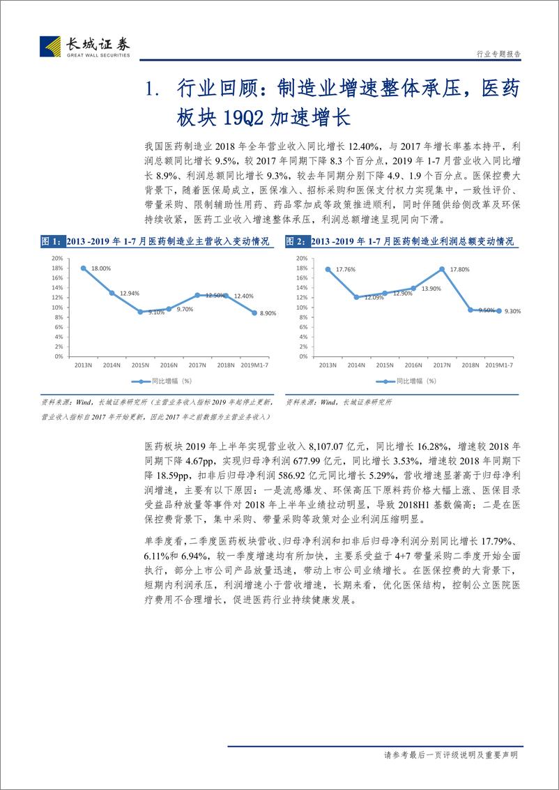 《医药行业2019年中报综述：拥抱政策红利，坚守创新和业绩主线-20190903-长城证券-24页》 - 第7页预览图